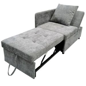 Redom ROZKLÁDACÍ pohovka 177/68/65 cm, 3 v 1 s polohovatelným opěradlem a lněným čalouněním, Šedá obraz