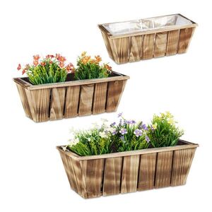 Relaxdays TRUHLÍK Hnědý dřevěný 3dílný-set s fólií 46 cm obraz