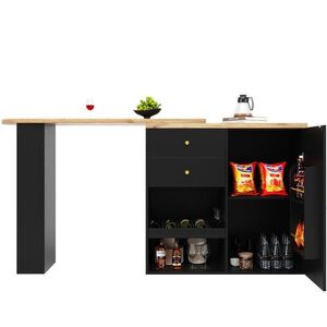 Redom BAROVÝ stůl 138/39/104 cm s otočnými policemi a 4 zásuvkami, MDF, Černá obraz