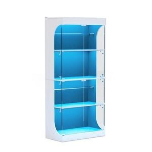Redom SKLENĚNÁ vitrína 80/35/165 cm s LED osvětlením, pohybovým senzorem, USB a USB-C nabíjením, bílá obraz