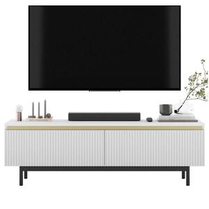 Meble Lindner TV-STOLEK Selene matná bílá 140 cm s kovovým rámem obraz