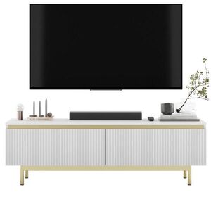 Meble Lindner TV-STOLEK Selene matná bílá 140 cm s kovovým rámem obraz