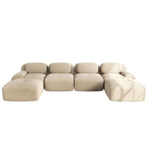 OKWISH MODULÁRNÍ rohová sedačka béžová z manšestru bez montáže s ergonomickými područkami obraz