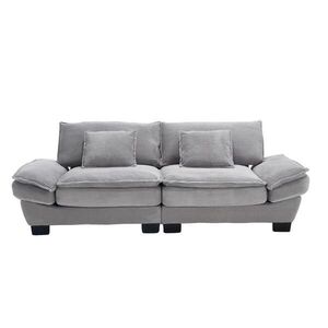 OKWISH DVOJMÍSTNÁ pohovka 224/81/81 cm světle šedá z veluru s hlubokým sedákem a polstrovanými područkami obraz