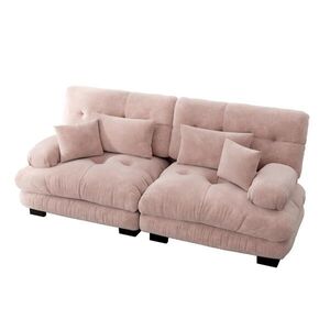 OKWISH ROHOVÁ pohovka z chenille růžová z chenille s měkkým cloud efektem a ergonomickými opěrkami obraz