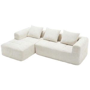 OKWISH ROHOVÁ pohovka 250/158/60 cm béžová z chenille s boční kapsou a bez montáže obraz