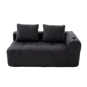 OKWISH POHOVKA 158/93/61 cm tmavě šedá z manšestru s bočními kapsami a držáky nápojů obraz