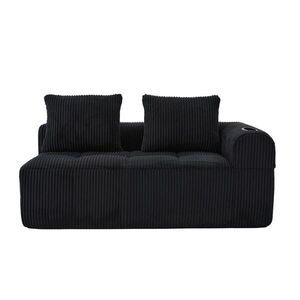OKWISH DVOUMÍSTNÁ pohovka 158/93/61 cm černá z manšestru s bočními kapsami a držáky na nápoje obraz