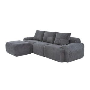 OKWISH MODULÁRNÍ pohovka 268/174/80 cm tmavě šedá z manšestru s držákem na nápoje a kapsou obraz