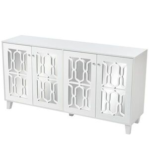 Modfu KOMODA z MDF 160x40x84 cm bílá se 4 dvířky, nastavitelnou policí a zrcadlovým povrchem obraz