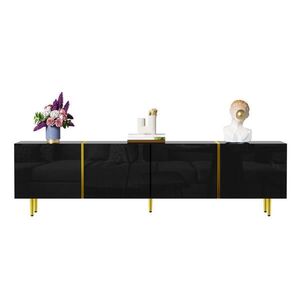 Modfu TV skříňka z MDF 170x35x46 cm černá s vysokým leskem, 4 dvířky a panty Soft-Close obraz