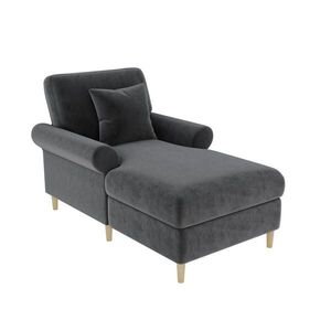 Redom RELAXAČNÍ křeslo 133/87/90 cm s polohou vleže, sametovým potahem a polštářem, Šedá obraz