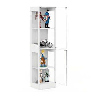 Modfu VITRÍNA z MDF a skla 40x165x35 cm bílá s LED osvětlením, senzorem pohybu a skleněnými dveřmi obraz