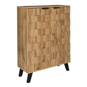 Modfu BOTNÍK z dřevotřísky 80, 5x35x109, 5 cm v dekoru dřeva s nastavitelnými policemi a tlumeným zavíráním obraz