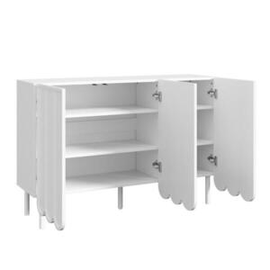 Modfu KOMODA z MDF 120x35x80 cm bílá s bezúchytovým otevíráním, nastavitelnými policemi a vlnitými dvířky obraz