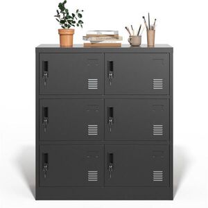 Modfu KOVOVÁ skříňka z kovu 90x100x40 cm černá se 6 uzamykatelnými dvířky, větracími otvory a držáky štítků obraz