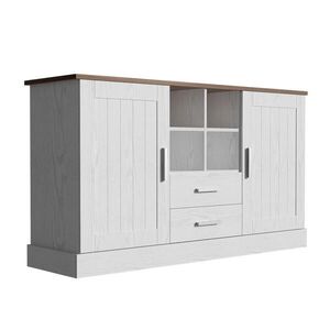 Modfu KOMODA z dřevotřísky 140x40x79, 5 cm bílá a hnědá se 2 dvířky, 2 zásuvkami a tichým dovíráním obraz