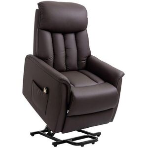 Redom POLOHOVACÍ křeslo 80/94/104 cm s elektrickou funkcí vstávání a polohováním, pěnové polstrování, Hnědá obraz
