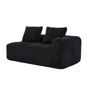 Modfu DVOUMÍSTNÁ pohovka z manšestru 158x93x61 cm černá s bočními kapsami a držáky na nápoje obraz