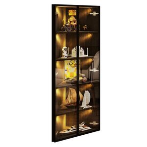Modfu ROHOVÁ vitrína z MDF a skla 62x35x160 cm černá s LED osvětlením a tichým dovíráním dveří obraz