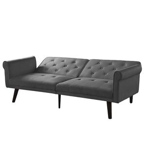 Modfu ROZKLÁDACÍ pohovka z sametu 172x89x70 cm šedá s polohovatelnými opěradly a funkcí lůžka, vhodná do malých prostor obraz