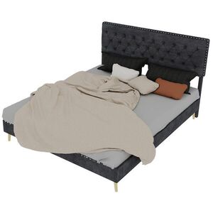 Redom ČALOUNĚNÁ postel 160/200 cm s vysokým čelem, úložným prostorem pod lůžkem a snadnou montáží, Šedá obraz