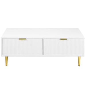 OKWISH KONFERENČNÍ stolek 100/50/40 cm bílý z MDF se 2 zásuvkami a kovovými nohami obraz