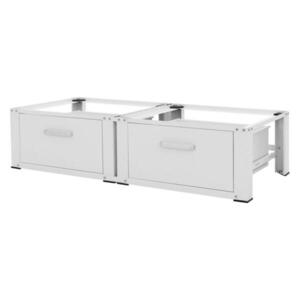 ML-DESIGN DVOJITÝ PODSTAVEC PRO PRAČKY 2 zásuvky bílý 128x53, 5x31, 5 cm z oceli obraz