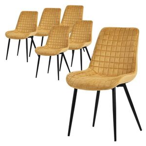 ML-DESIGN SADA 6 JÍDELNÍCH ŽIDLÍ Hořčičně žlutý samet obraz