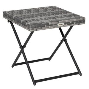 Modfu ZAHRADNÍ stolek z polyratanu 40x40x40 cm šedý skládací s kovovou konstrukcí v ratanovém vzhledu obraz