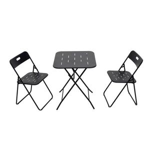 Modfu BALKONOVÝ bistro set z oceli 60x60x73 cm černý, skládací, 2 židle a stůl pro 2 osoby obraz