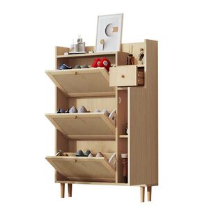 OKWISH BOTNÍK 90/17/125 cm přírodní z MDF s výklopnými dvířky a zásuvkou pro úzké prostory obraz