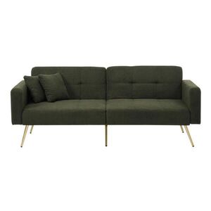 Modfu ROZKLÁDACÍ pohovka z sherpa tkaniny 175x64x72 cm antik zelená s polohovacím opěradlem obraz