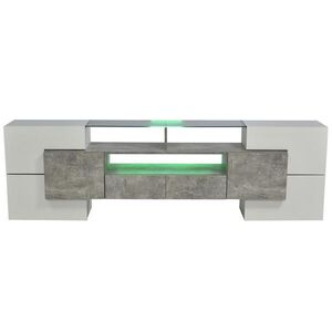 OKWISH TV stolek 200/35/60 cm šedý z MDF s LED osvětlením a velkým úložným prostorem obraz