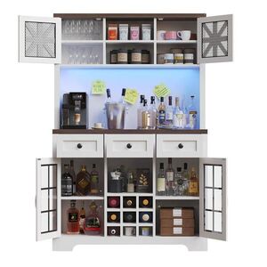OKWISH BOČNÍ skříň 120/40/180 cm bílá z MDF, kovu a skla s LED osvětlením a úložným prostorem obraz