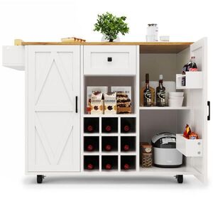 OKWISH KUCHYŇSKÝ ostrůvek 137, 5/40/95, 6 cm bílý z MDF s rozkládací deskou a úložným prostorem obraz