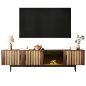 OKWISH TV stolek 200/35/53 cm černá/ořechová z MDF a dřevotřískové desky s LED osvětlením obraz