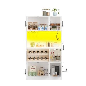 OKWISH KUCHYŇSKÁ skříň 100/40/180 cm bílá z MDF s RGB LED, zásuvkami a úložným prostorem na víno obraz