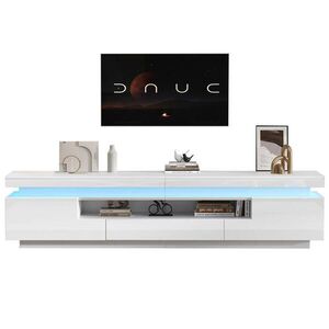 OKWISH TV stolek 175/38/45 cm bílý z dřevotřísky s LED osvětlením a vysokým leskem obraz
