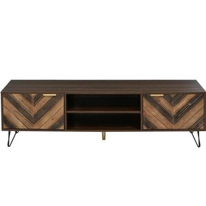 OKWISH TV stolek 155/38/48 cm přírodní z dřevotřísky se zlatými úchyty a kovovými nohami obraz