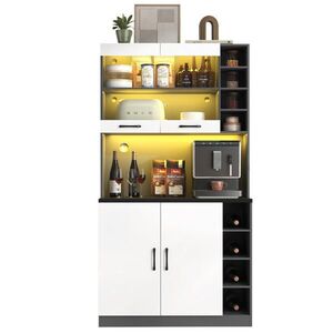 OKWISH KUCHYŇSKÁ skříň 100/47/187 cm šedá/bílá z MDF s LED osvětlením a nastavitelnými policemi obraz