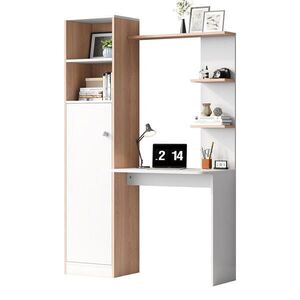 OKWISH PSACÍ stůl 123, 5/45/168, 5 cm bílý a přírodní z MDF a dřevotřískové desky s úložným prostorem obraz
