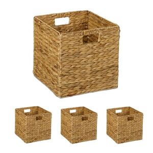 Relaxdays KOŠ Přírodní 4dílný-set vodní hyacint 30x30x30 cm obraz