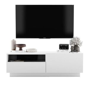 Meble Lindner TV stolek Enjoy Bílá mat 120 cm se zásuvkou a soklem obraz