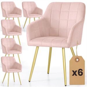 RAUMHIRSCH FURNITURE ČALOUNĚNÁ ŽIDLE, sada 6 ks, kovové nohy, růžová, zlatá 54/82/58 obraz