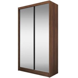 Beautysofa SKŘÍŇ S POSUVNÝMI DVEŘMI Debra II se zásuvkami a zrcadlem, 120 / 216 / 61 cm, ořech obraz
