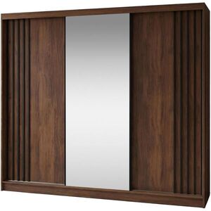 Beautysofa SKŘÍŇ S POSUVNÝMI DVEŘMI Nela II se zásuvkami a zrcadlem, 240 / 216 / 61 cm, ořech + černá obraz
