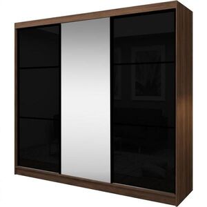 Beautysofa SKŘÍŇ S POSUVNÝMI DVEŘMI Viva II se zásuvkami, zrcadlem a sklem Lacobel, 240 / 216 / 61 cm, ořech obraz