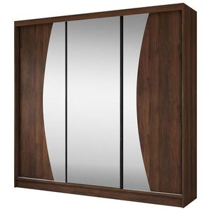 Beautysofa SKŘÍŇ S POSUVNÝMI DVEŘMI Vox II se zásuvkami a zrcadlem, 240 / 216 / 61 cm, ořech obraz