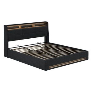 VitaliSpa ČALOUNĚNÁ POSTEL Christin Antracit/dub 180x200 s LED a USB portem obraz
